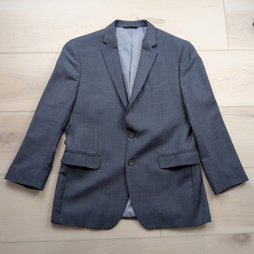 Banana Republic Blue Micro Check Blazer Mens 40S Wool Sport Coat Jacket Marzotto
